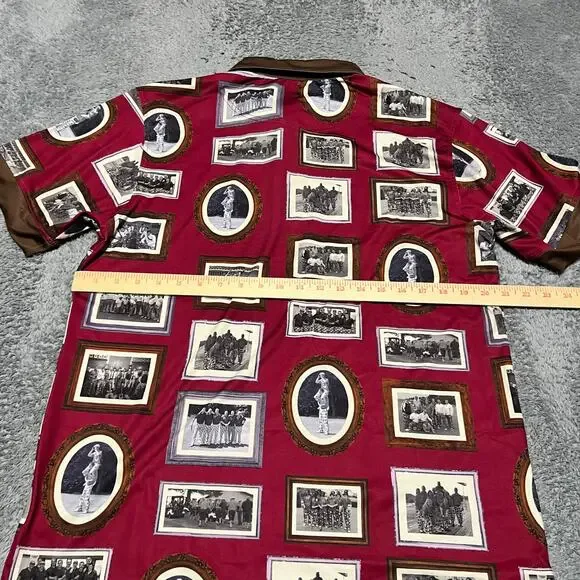 Royal & Awesome Polo Shirt Mens Large Red Brown Framed 1999 Ryder Cup Brookline - Picture 6 of 9